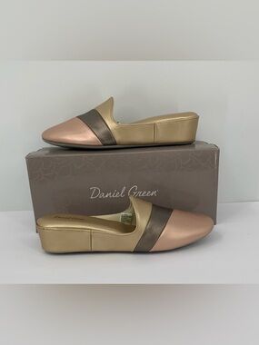 Daniel Green Denise mule slipper copper colorblock pewter gold shoe women new 12